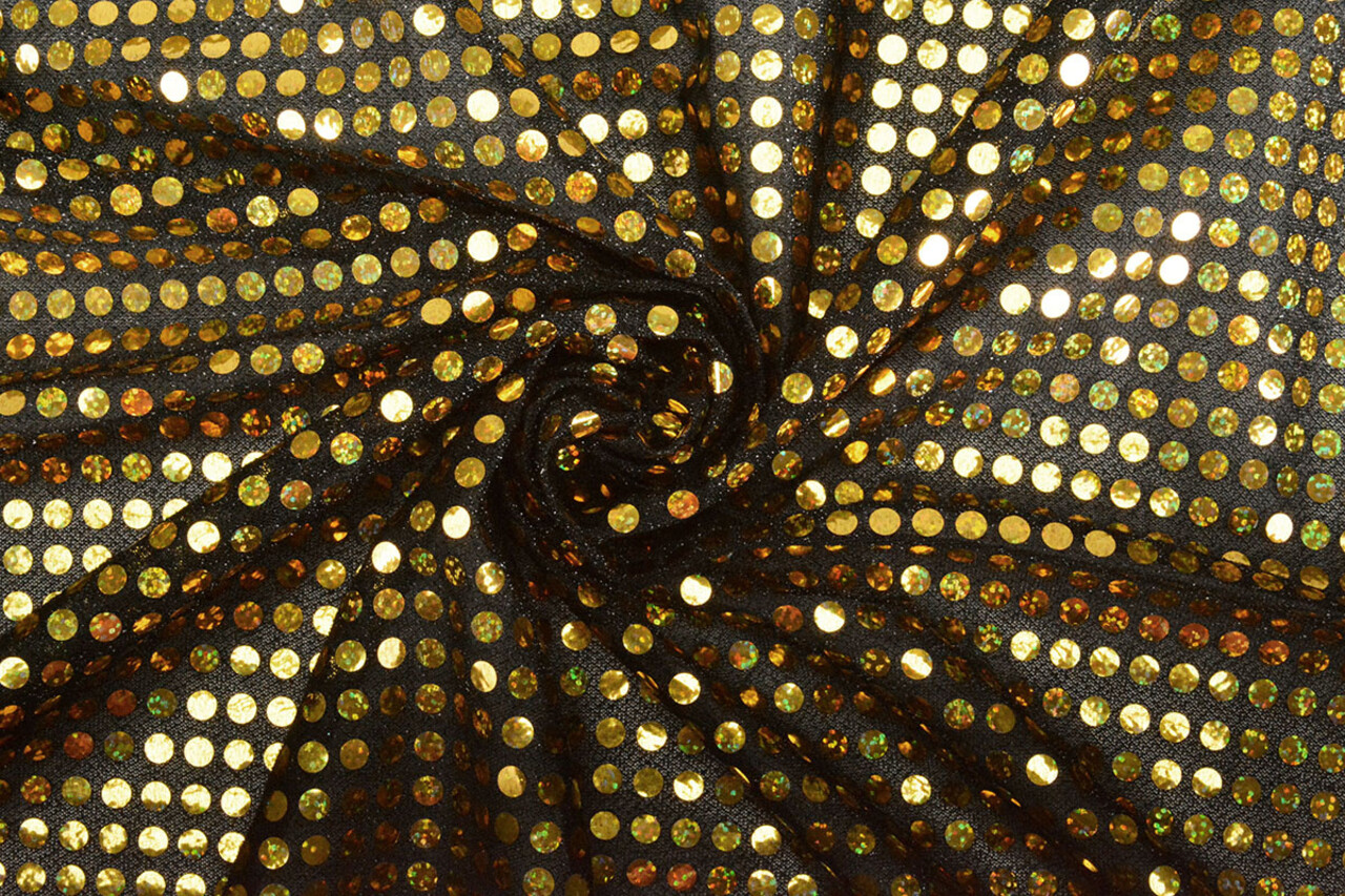 Glitter Sequins on Lurex Black-Dark Gold Glitter Sequins on Lurex Black-Dark Gold