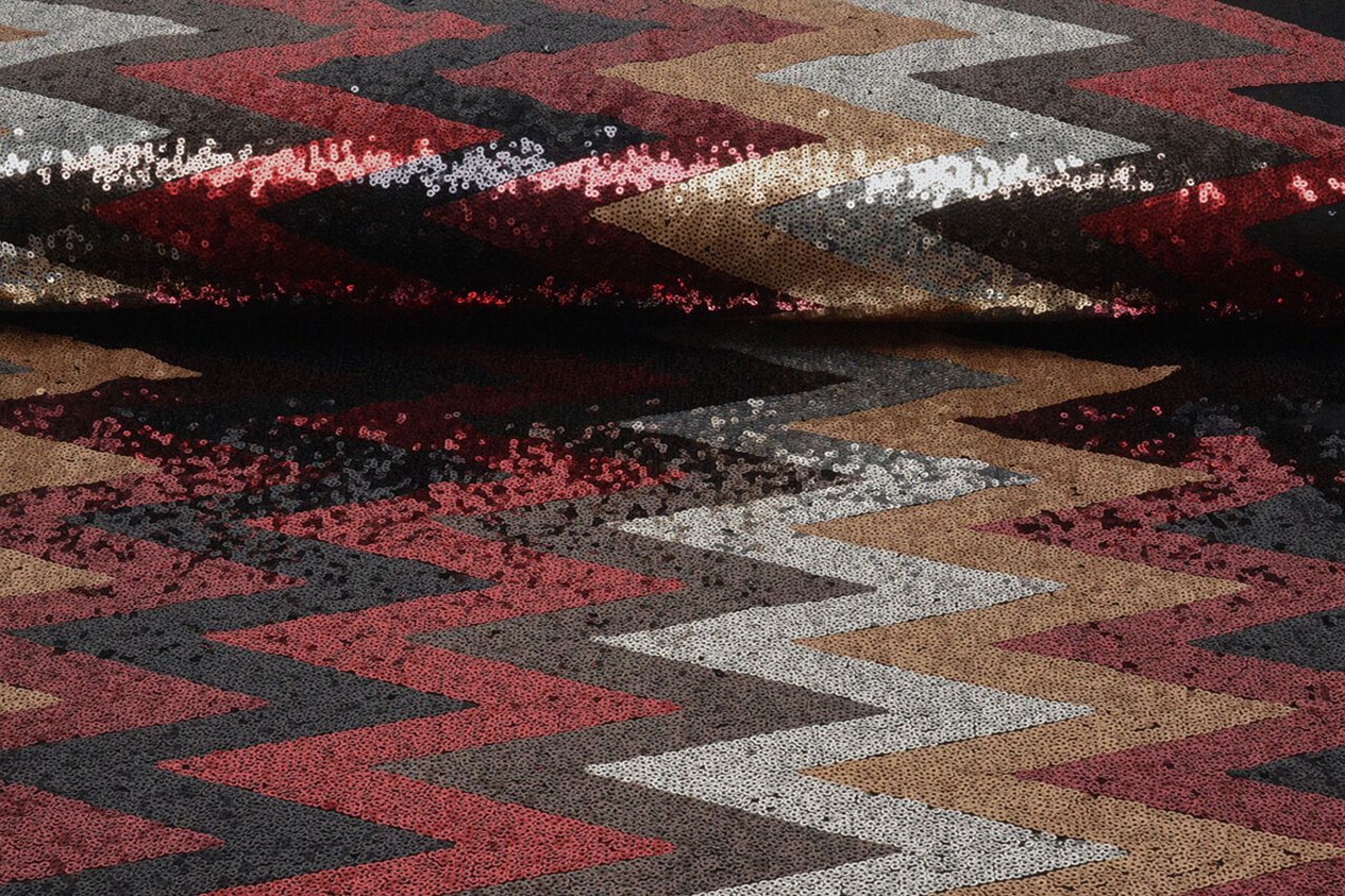 Pailletten auf Netz Zick-Zack Mao Multicolor 1 Pailletten auf Netz Zick-Zack Mao Multicolor 1