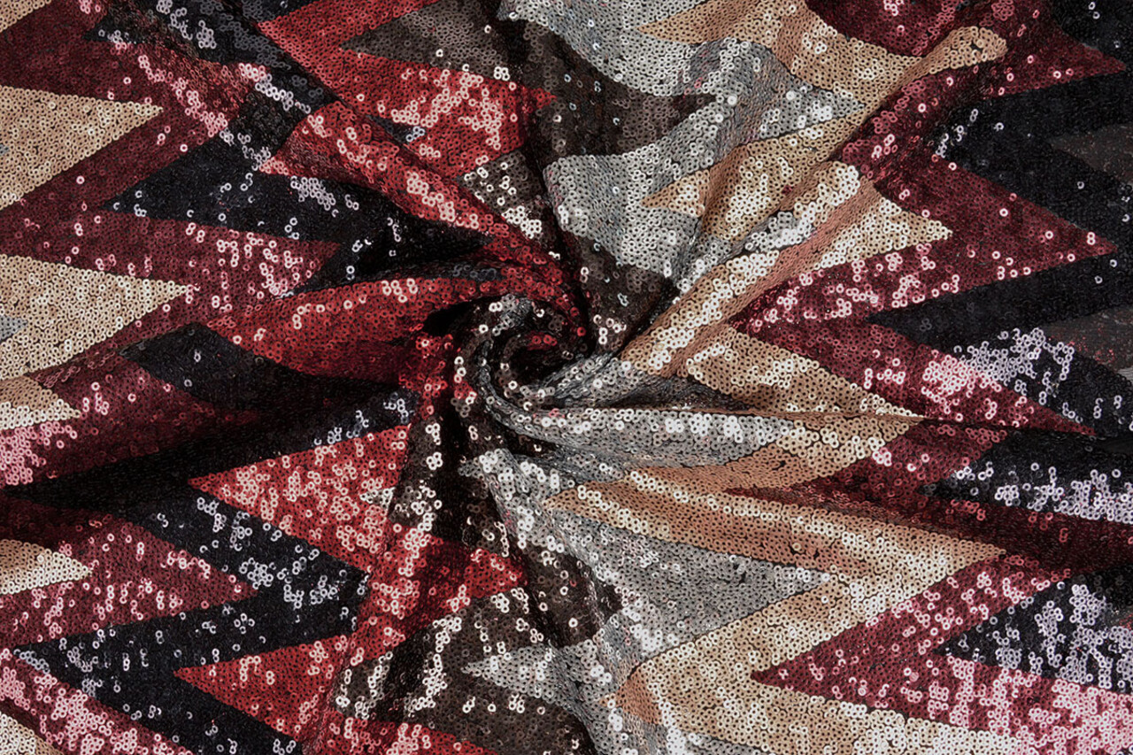 Pailletten auf Netz Zick-Zack Mao Multicolor 1 Pailletten auf Netz Zick-Zack Mao Multicolor 1