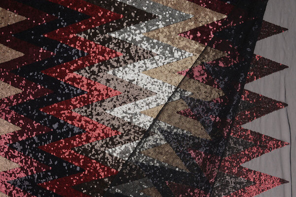 Paillettes sur Résille Zigzag Mao Multicolore 1 Paillettes sur Résille Zigzag Mao Multicolore 1