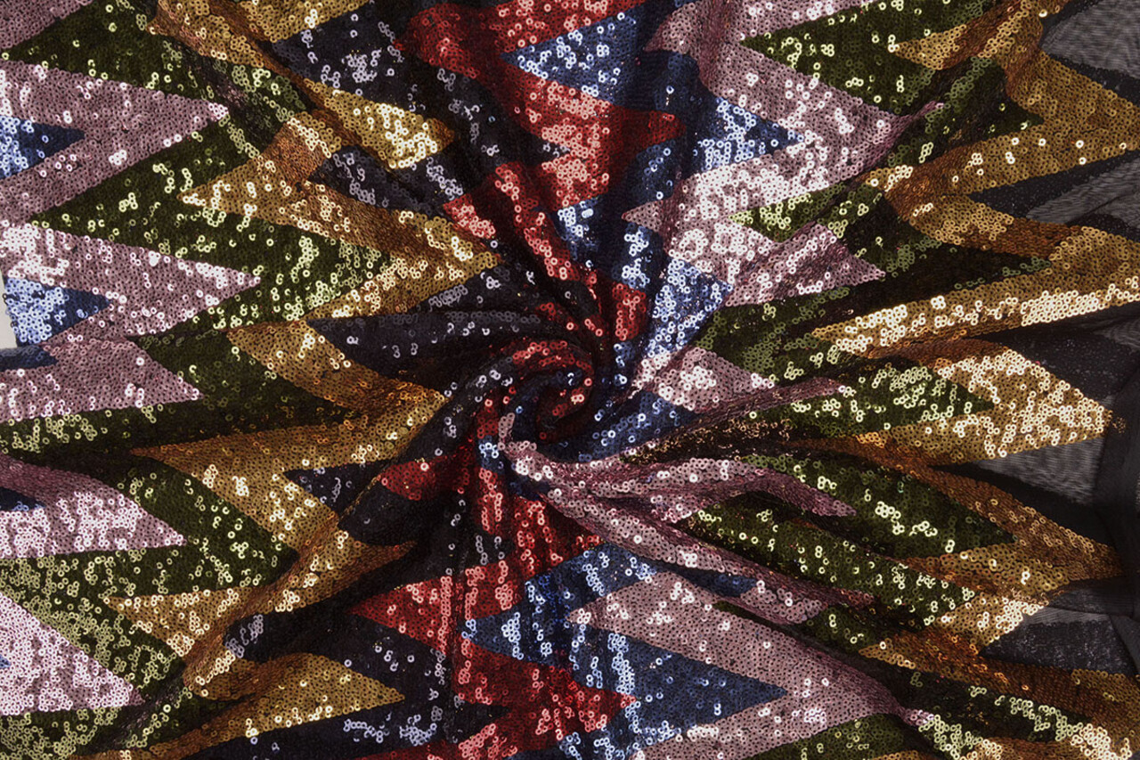 Pailletten op Mesh ZigZag Mao Multicolor 2