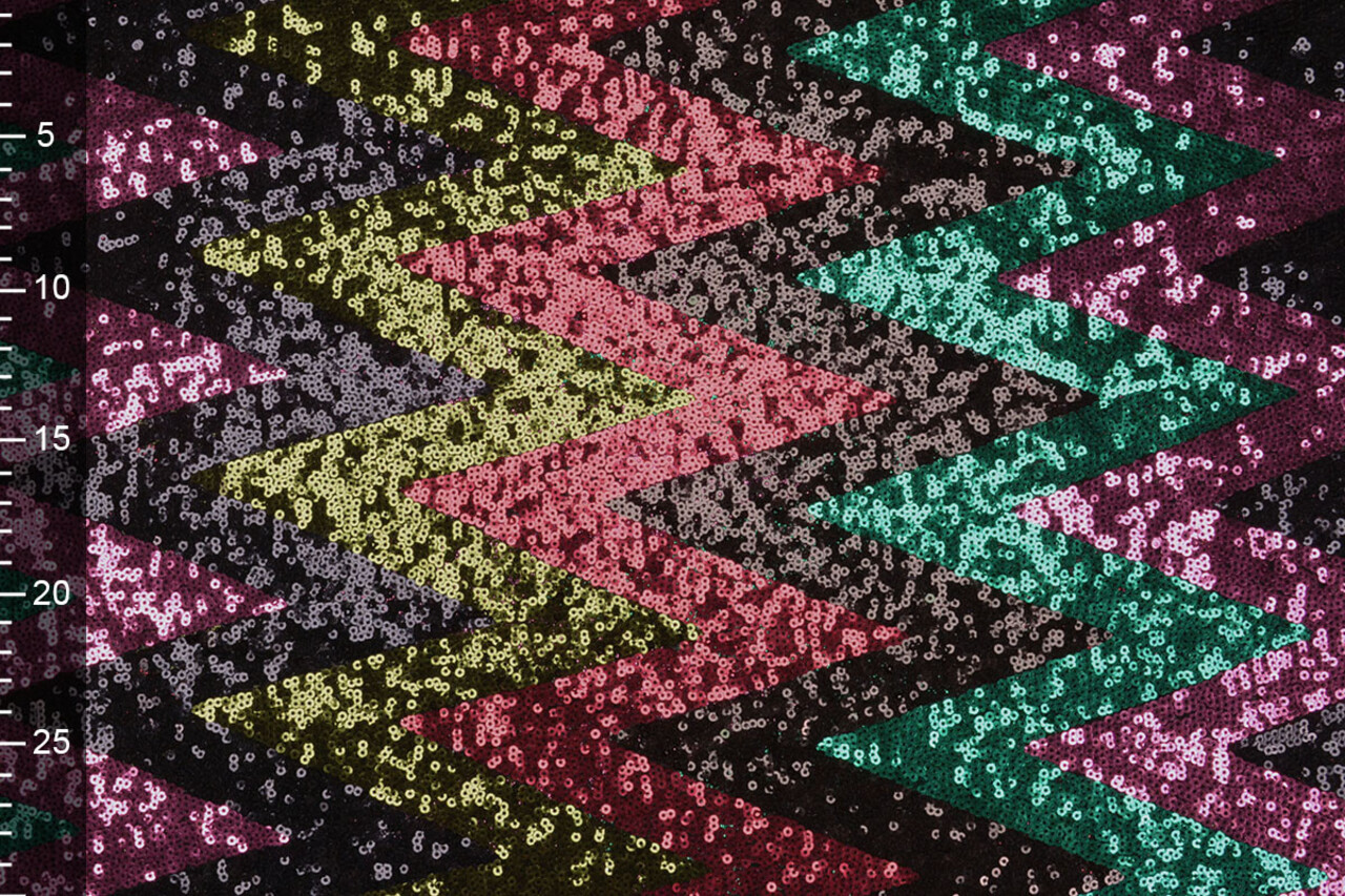 Paillettes sur Résille Zigzag Mao Multicolore 3 Paillettes sur Résille Zigzag Mao Multicolore 3