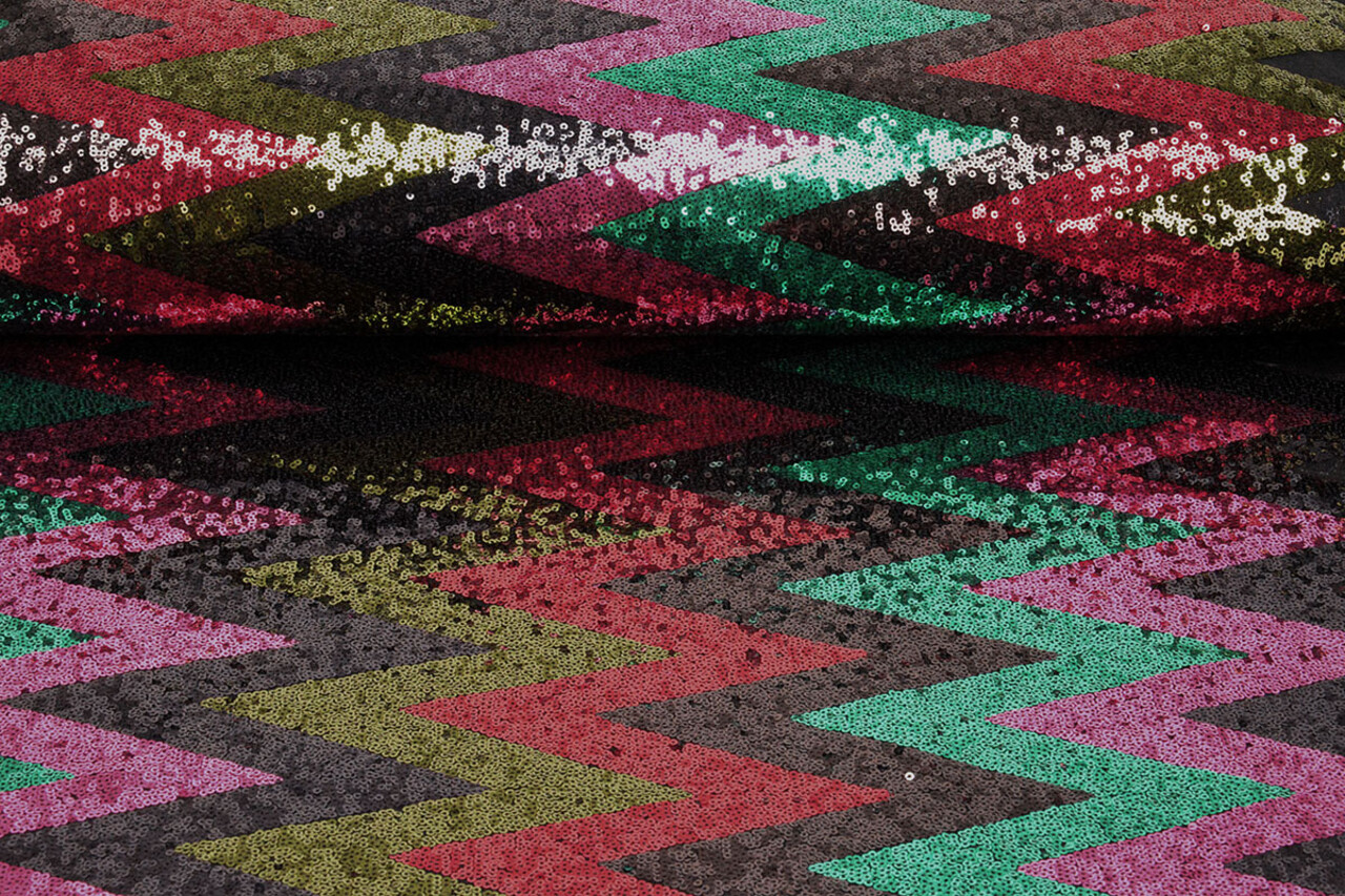 Sequins on Mesh ZigZag Mao Multicolor 3