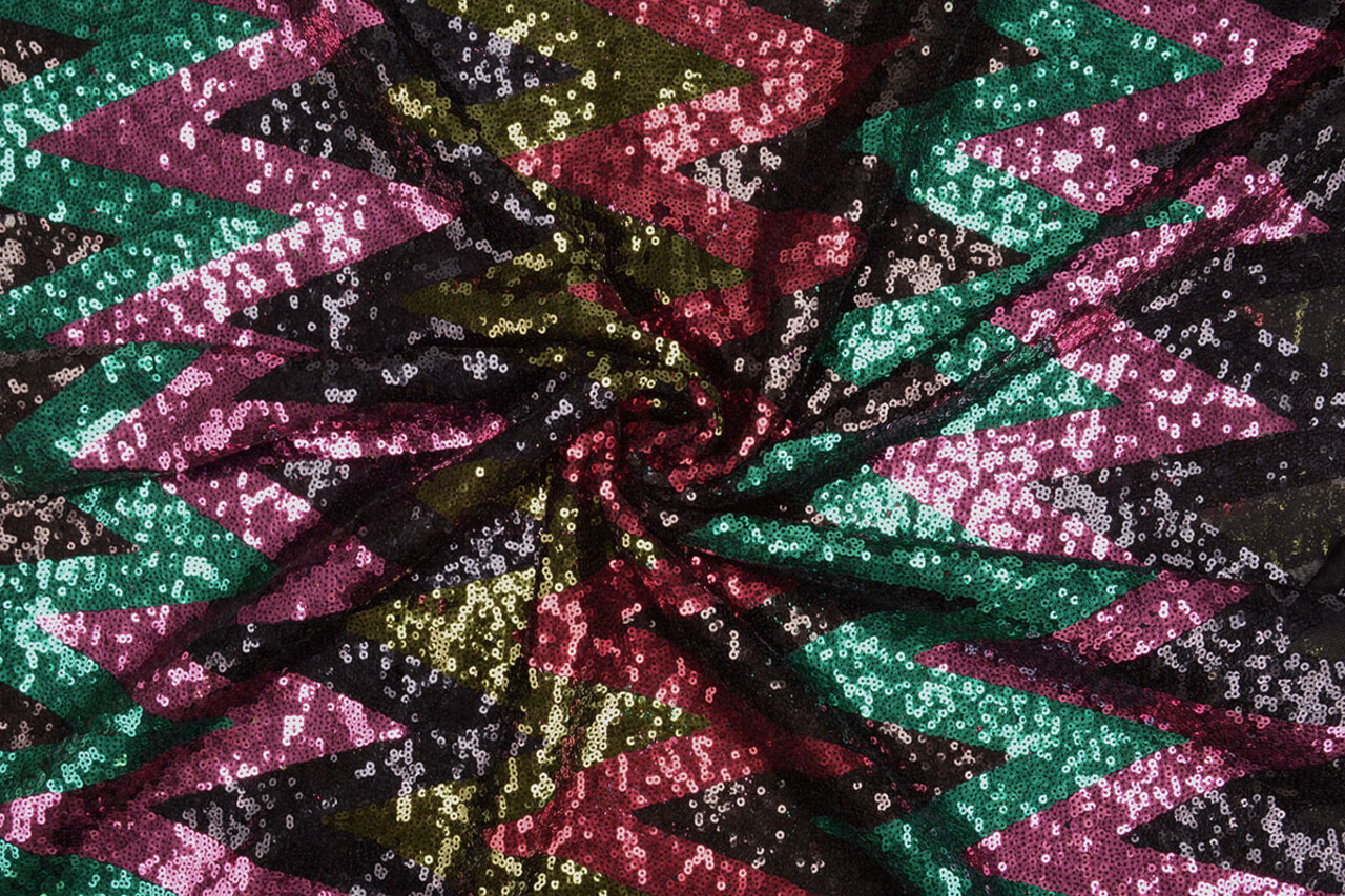Pailletten auf Netz Zick-Zack Mao Multicolor 3 Pailletten auf Netz Zick-Zack Mao Multicolor 3