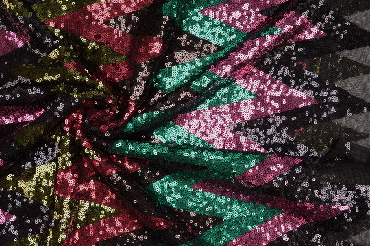 Pailletten op Mesh ZigZag Mao Multicolor 3