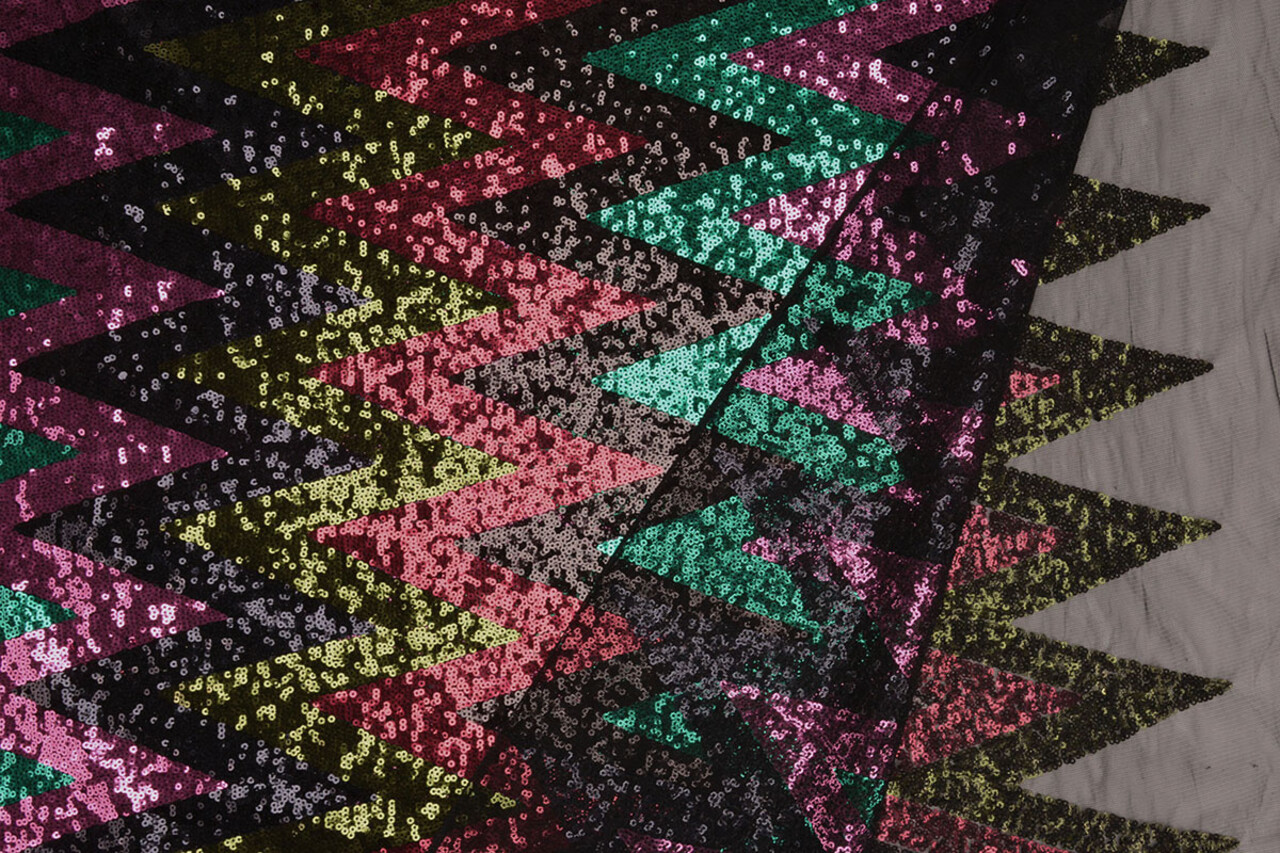 Paillettes sur Résille Zigzag Mao Multicolore 3 Paillettes sur Résille Zigzag Mao Multicolore 3