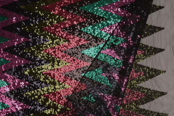 Paillettes sur Résille Zigzag Mao Multicolore 3 Paillettes sur Résille Zigzag Mao Multicolore 3