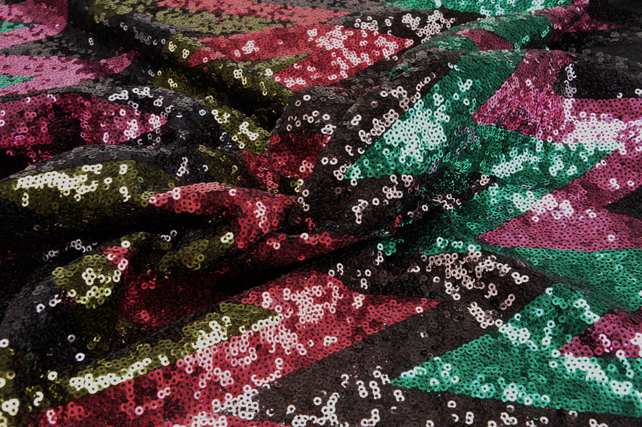 Sequins on Mesh ZigZag Mao Multicolor 3