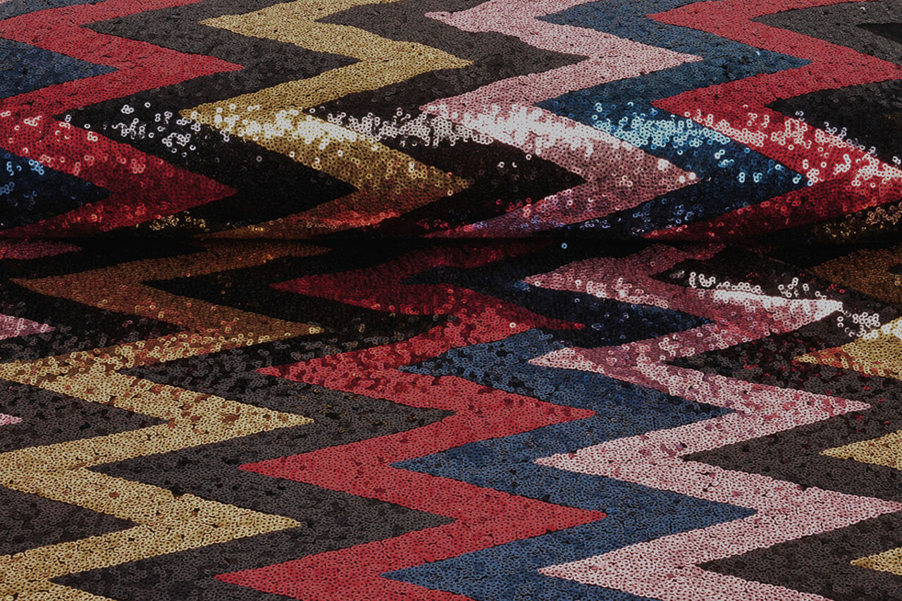 Paillettes sur Résille Zigzag Mao Multicolore 4 Paillettes sur Résille Zigzag Mao Multicolore 4