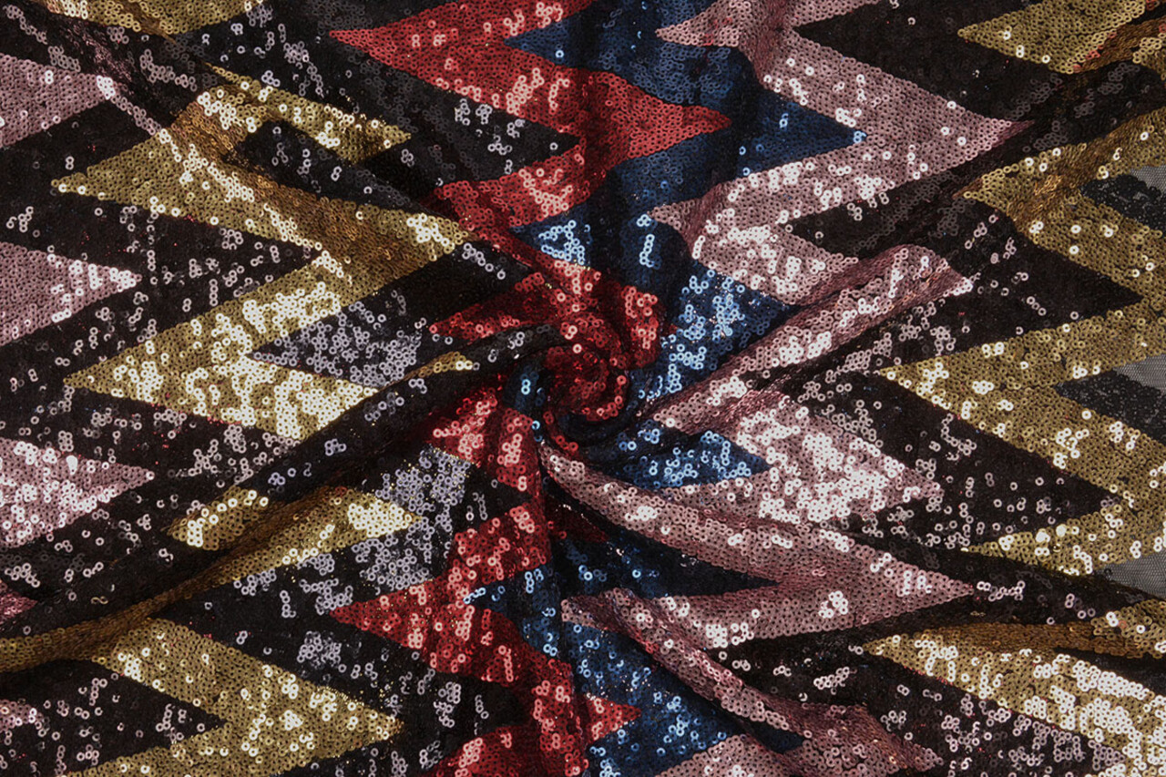Paillettes sur Résille Zigzag Mao Multicolore 4 Paillettes sur Résille Zigzag Mao Multicolore 4