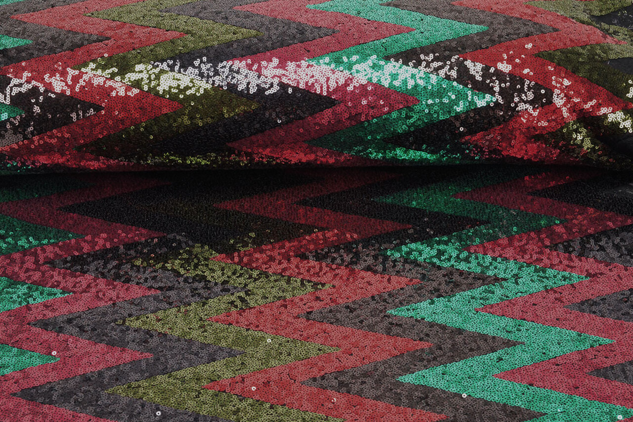 Paillettes sur Résille Zigzag Mao Multicolore 5 Paillettes sur Résille Zigzag Mao Multicolore 5