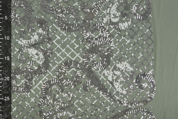 Sequins on Mesh Amelie Light Old Green Sequins on Mesh Amelie Light Old Green