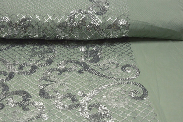 Sequins on Mesh Amelie Light Old Green Sequins on Mesh Amelie Light Old Green