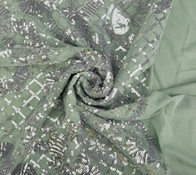 Pailletten op Mesh Amelie Licht Oud Groen