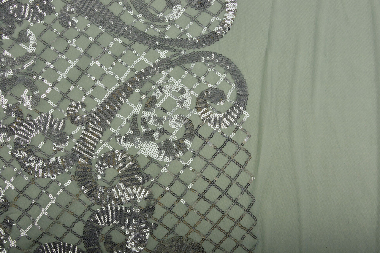Sequins on Mesh Amelie Light Old Green Sequins on Mesh Amelie Light Old Green