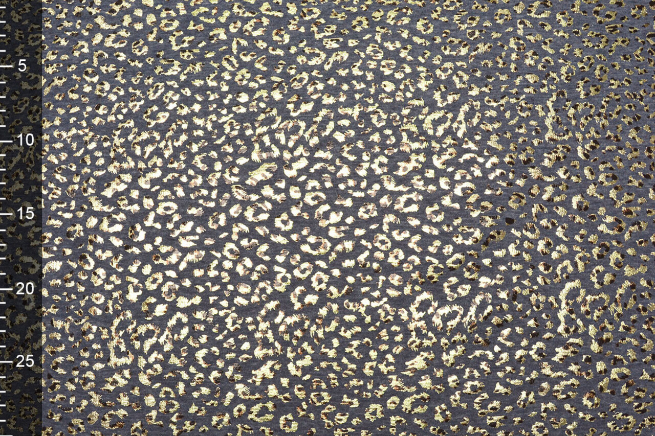 Sweatstoff Alpenfleece Panther Foil Marineblau Melange Sweatstoff Alpenfleece Panther Foil Marineblau Melange