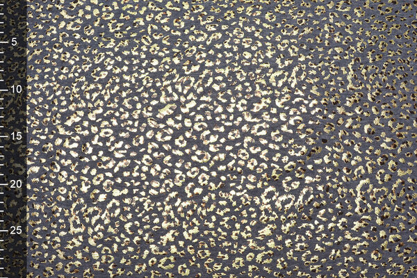 Sweatstoff Alpenfleece Panther Foil Marineblau Melange Sweatstoff Alpenfleece Panther Foil Marineblau Melange