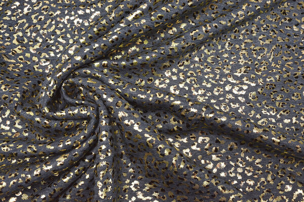 Sweatstoff Alpenfleece Panther Foil Marineblau Melange Sweatstoff Alpenfleece Panther Foil Marineblau Melange