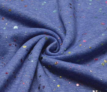 Sweatstoff Alpenfleece Paint Drops Foil Blau Melange