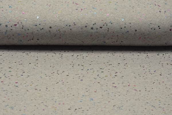 Sweatstoff Alpenfleece Paint Drops Foil Grau Melange