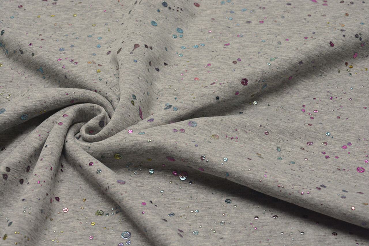 Jogging Alpenfleece Paint Drops Foil Grijs Melange