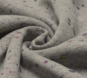 Sweatstoff Alpenfleece Paint Drops Foil Grau Melange Sweatstoff Alpenfleece Paint Drops Foil Grau Melange