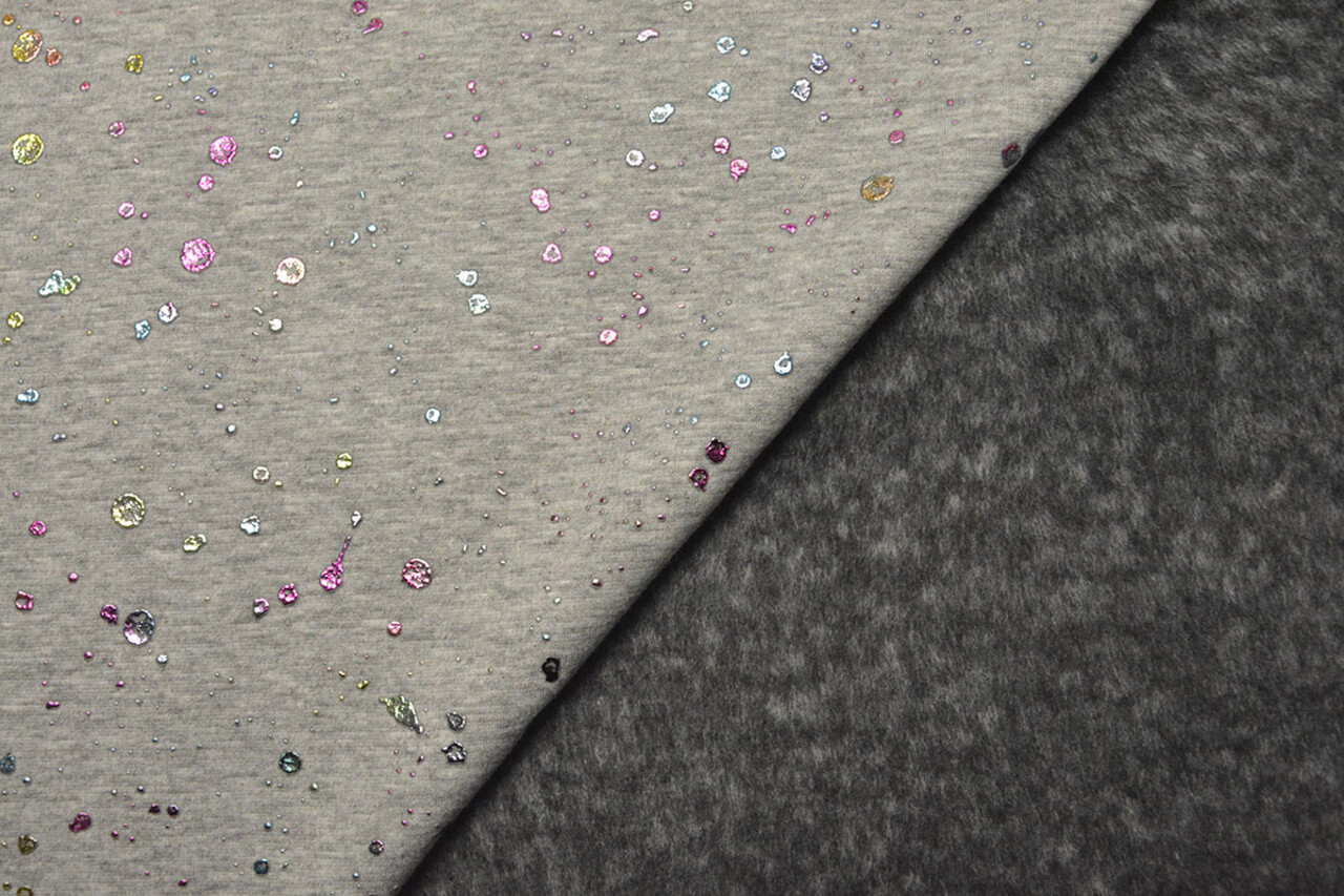 Jogging Alpenfleece Paint Drops Foil Grijs Melange