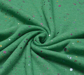 Sweatstoff Alpenfleece Paint Drops Foil Grün Melange Sweatstoff Alpenfleece Paint Drops Foil Grün Melange