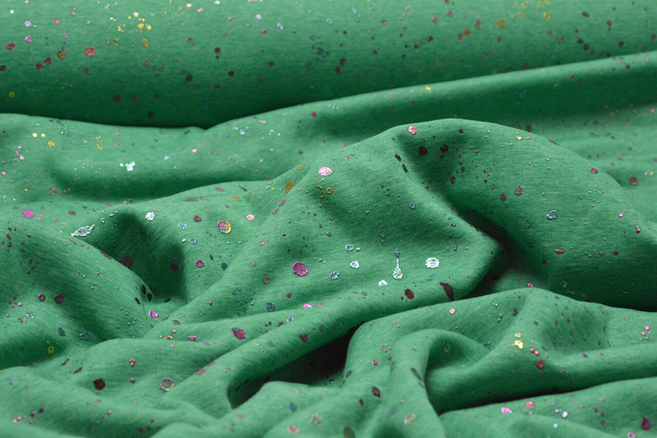 Jogging Alpenfleece Paint Drops Foil Green Melange Jogging Alpenfleece Paint Drops Foil Green Melange