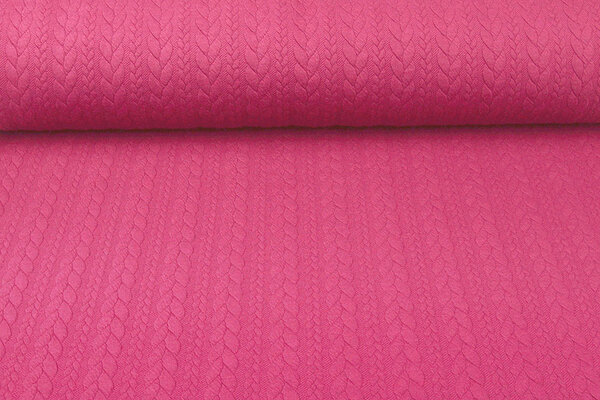 Gebreide Kabel Stof Tricot Fuchsia