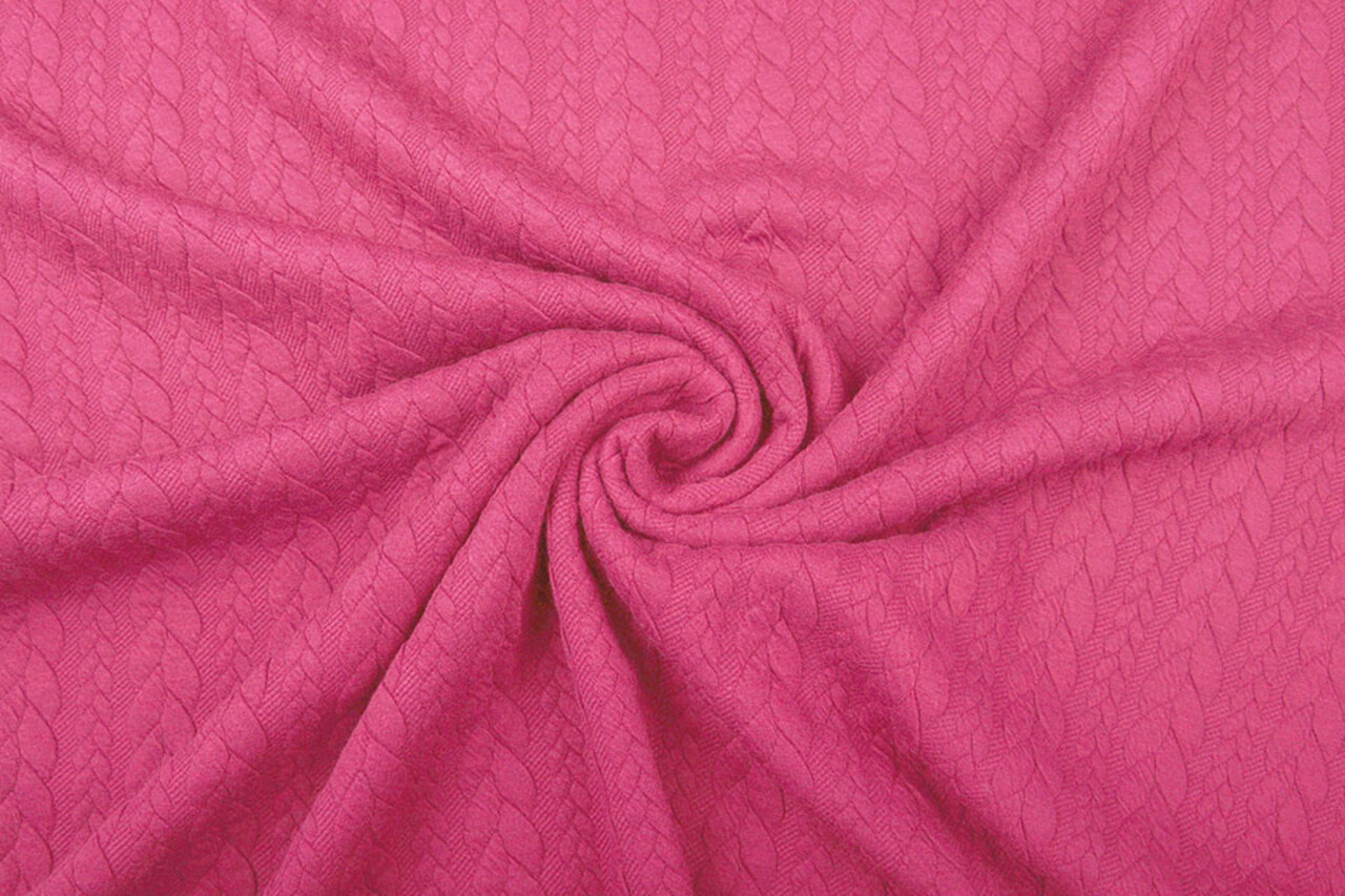 Knitted Cable Fabric Tricot Fuchsia Knitted Cable Fabric Tricot Fuchsia