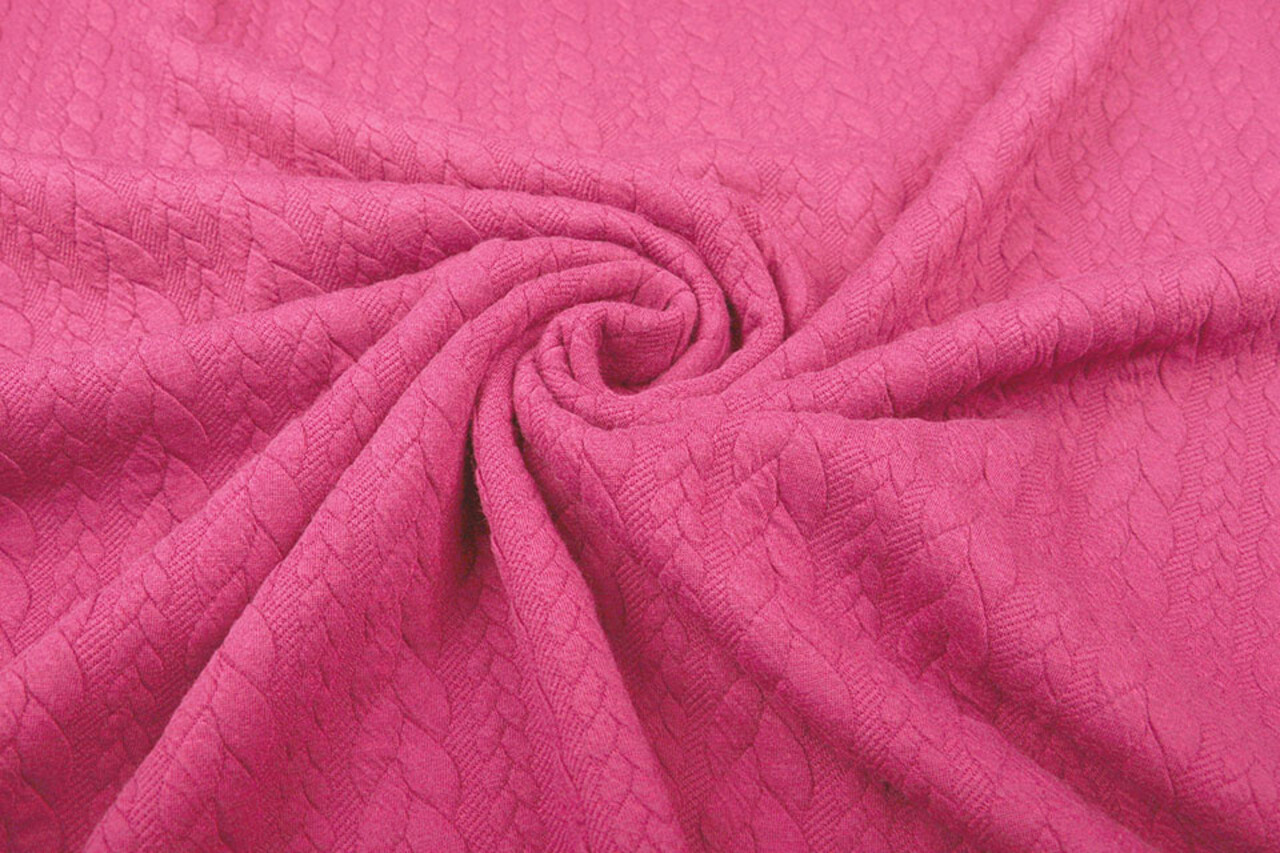 Gebreide Kabel Stof Tricot Fuchsia