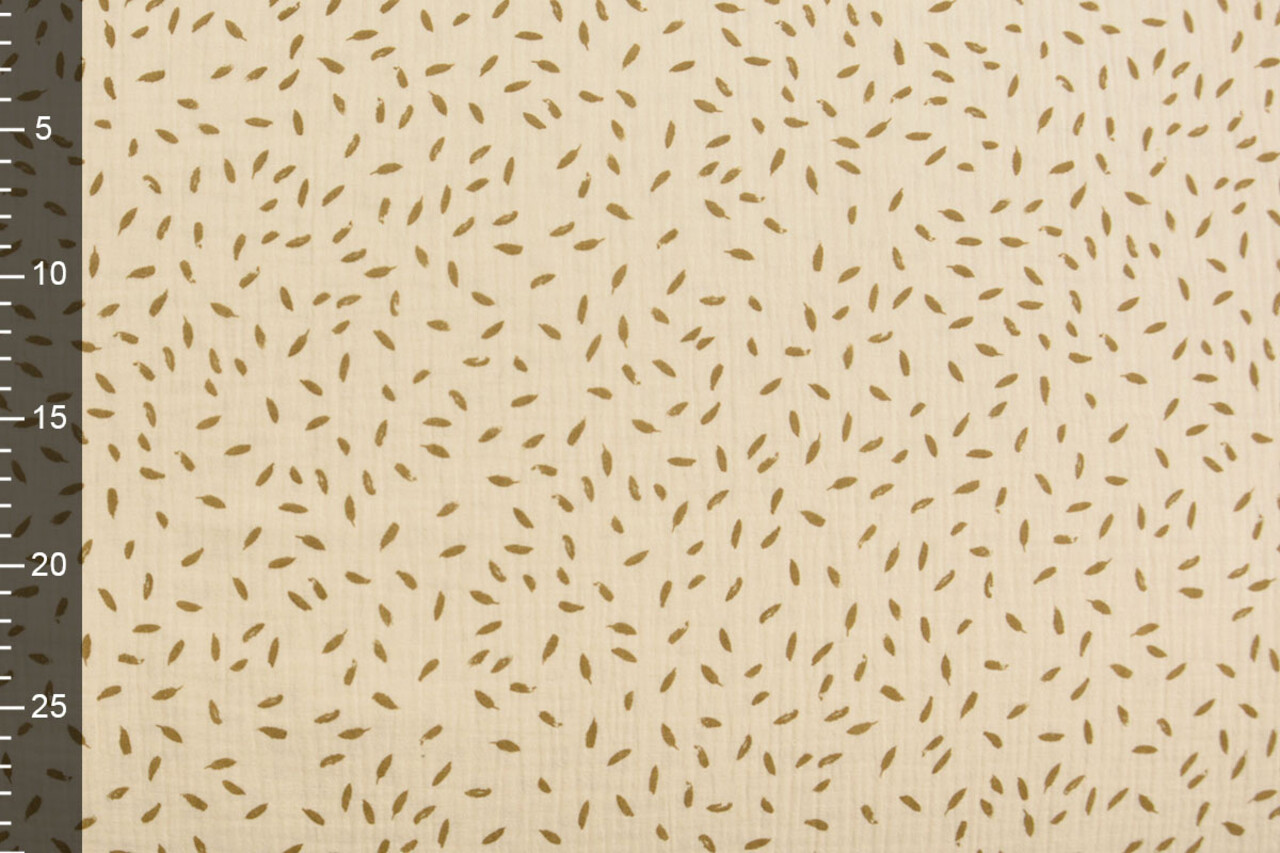 Oeko-Tex®  Hydrofiel Stof Kleine Veertjes Naturel