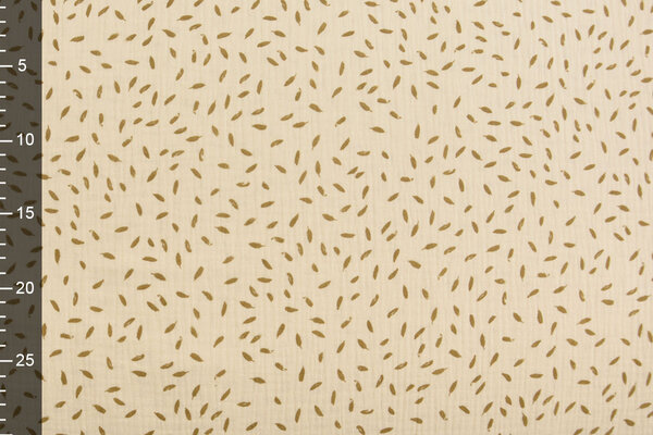 Oeko-Tex®  Hydrofiel Stof Kleine Veertjes Naturel