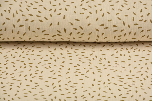 Oeko-Tex®  Hydrofiel Stof Kleine Veertjes Naturel