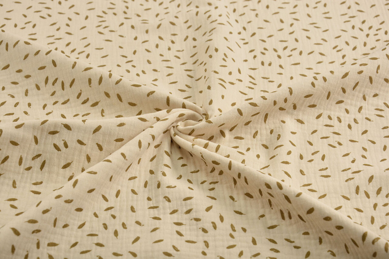 Oeko-Tex®  Hydrofiel Stof Kleine Veertjes Naturel