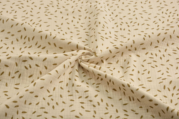 Oeko-Tex®  Hydrofiel Stof Kleine Veertjes Naturel