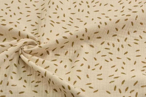 Oeko-Tex®  Double Gauze Fabric Little Feathers Naturel