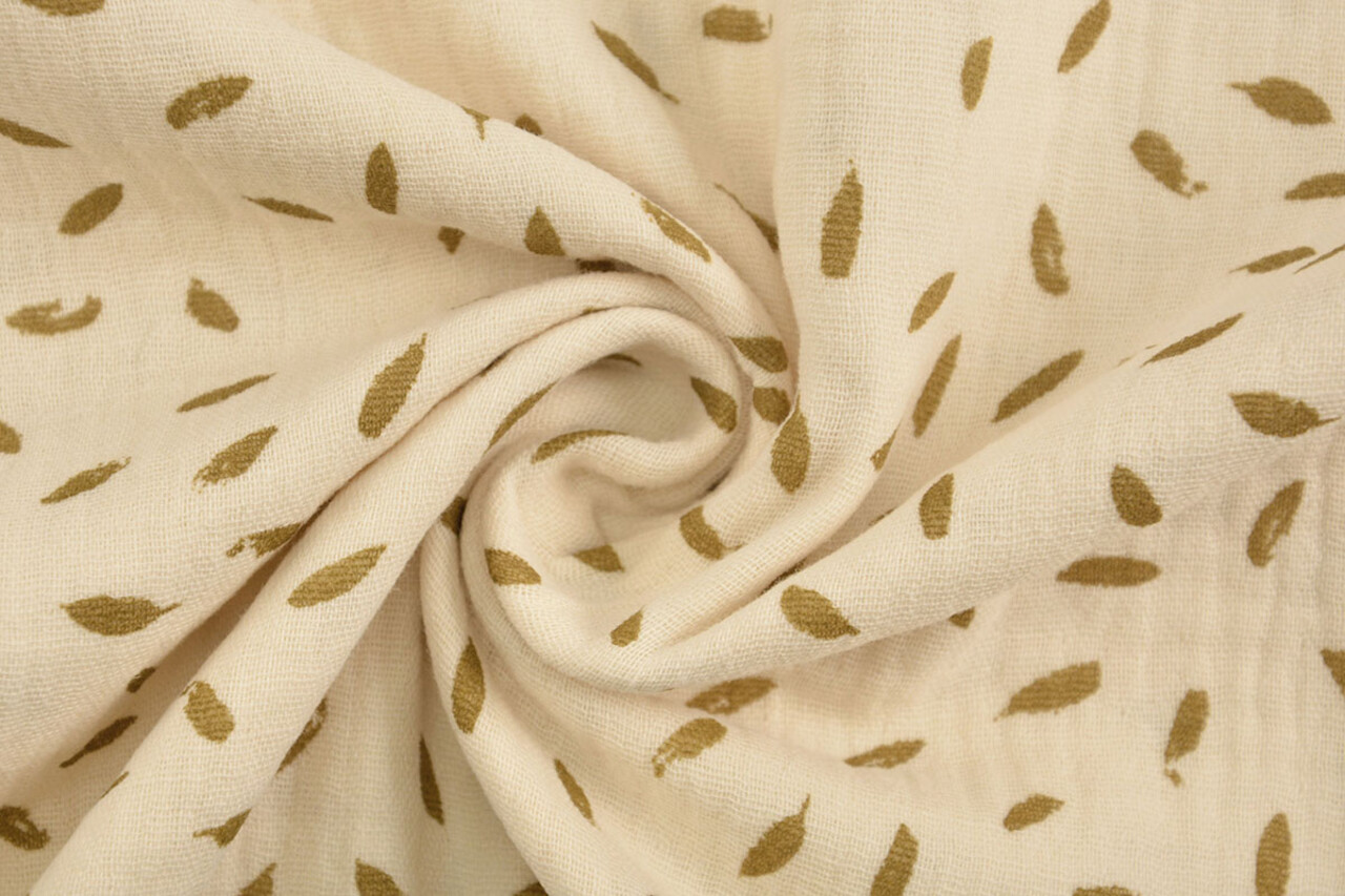 Oeko-Tex®  Baumwoll Musselin Stoff  Kleine Federn Natürlich Oeko-Tex®  Baumwoll Musselin Stoff  Kleine Federn Natürlich