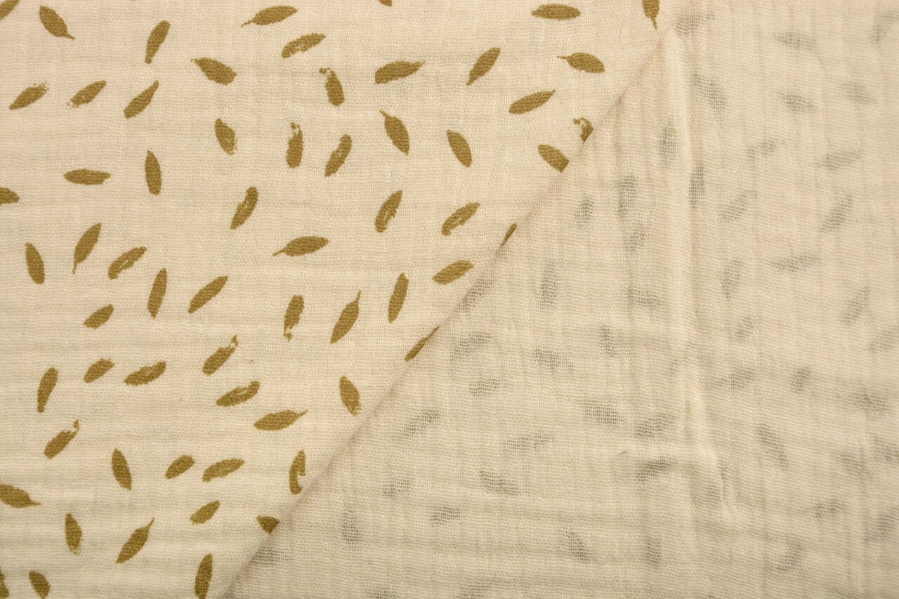 Oeko-Tex®  Baumwoll Musselin Stoff  Kleine Federn Natürlich Oeko-Tex®  Baumwoll Musselin Stoff  Kleine Federn Natürlich