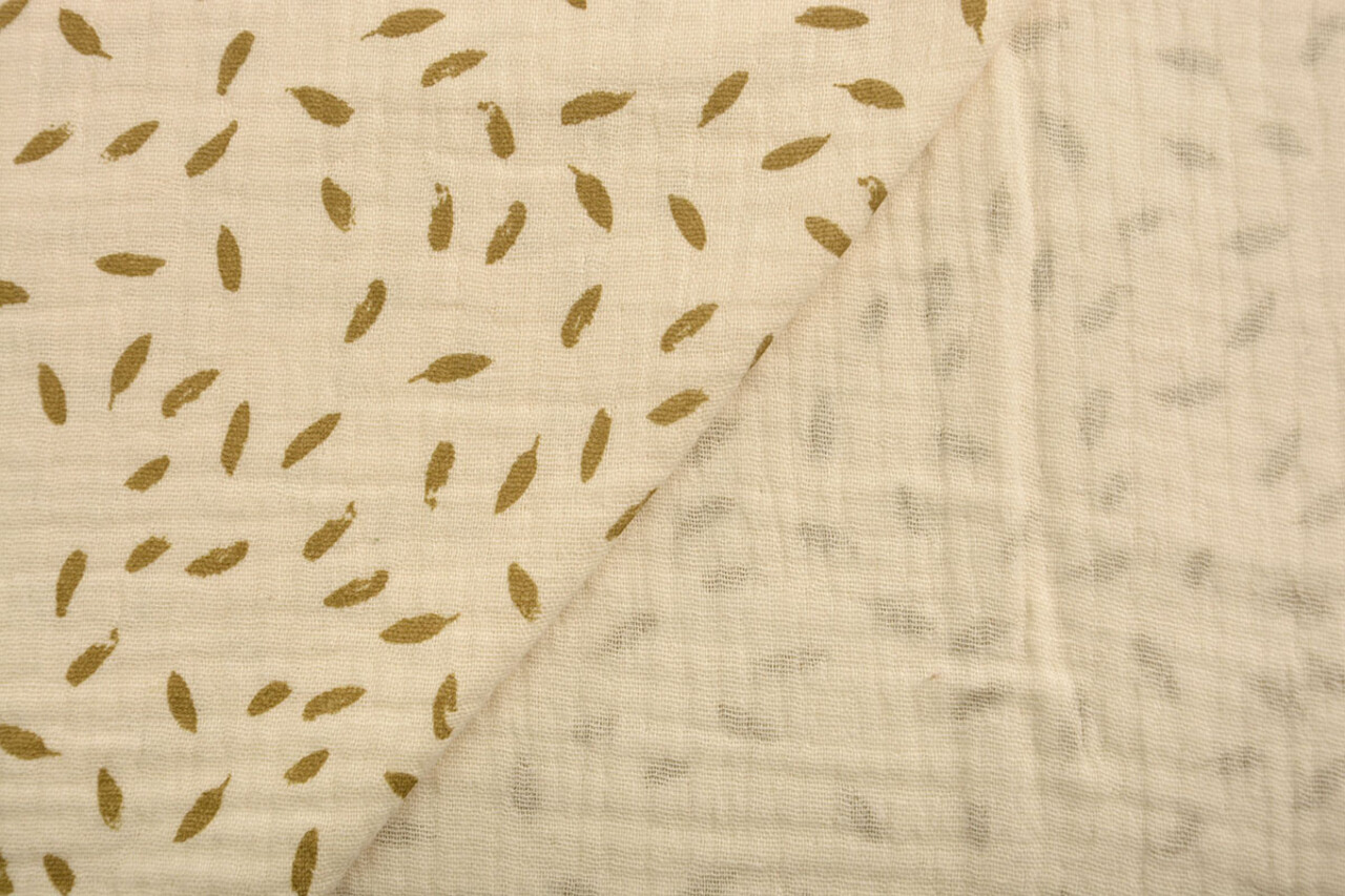 Oeko-Tex®  Hydrofiel Stof Kleine Veertjes Naturel