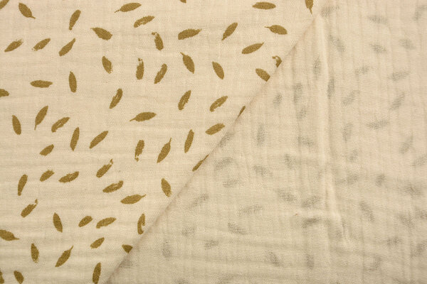 Oeko-Tex®  Double Gauze Fabric Little Feathers Naturel