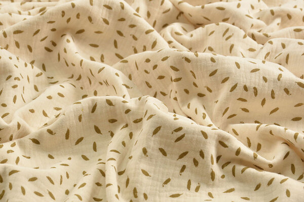 Oeko-Tex®  Baumwoll Musselin Stoff  Kleine Federn Natürlich Oeko-Tex®  Baumwoll Musselin Stoff  Kleine Federn Natürlich