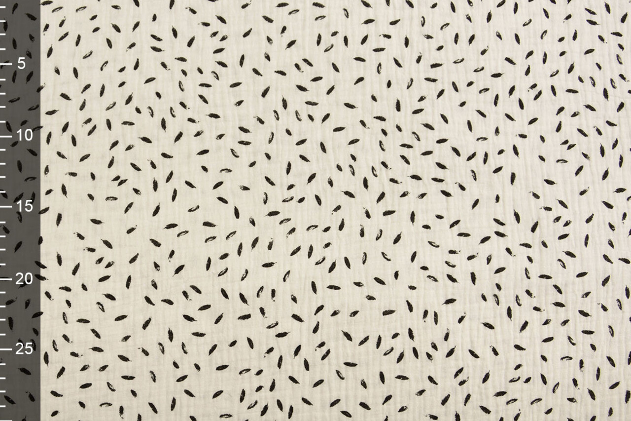 Oeko-Tex®  Double Gauze Fabric Little Feathers Off White