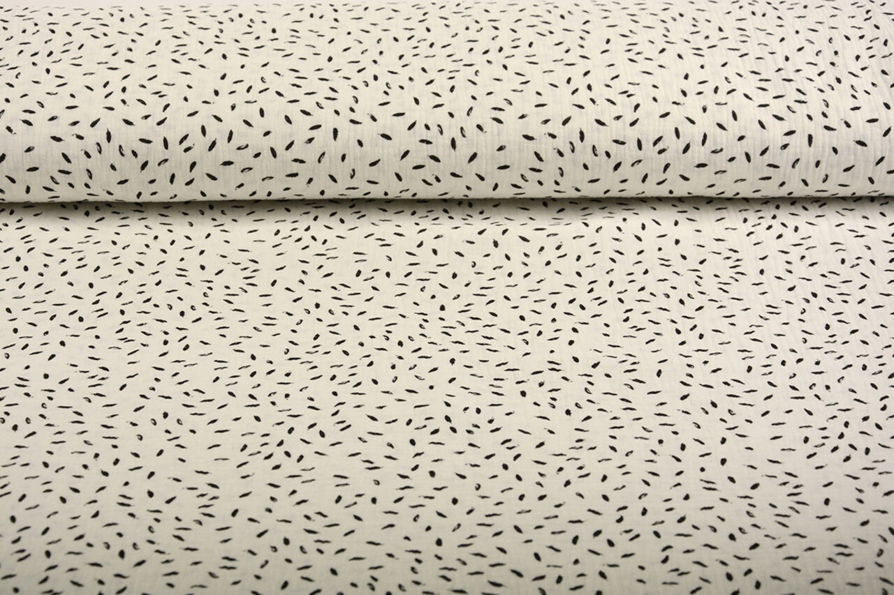 Oeko-Tex®  Double Gauze Fabric Little Feathers Off White