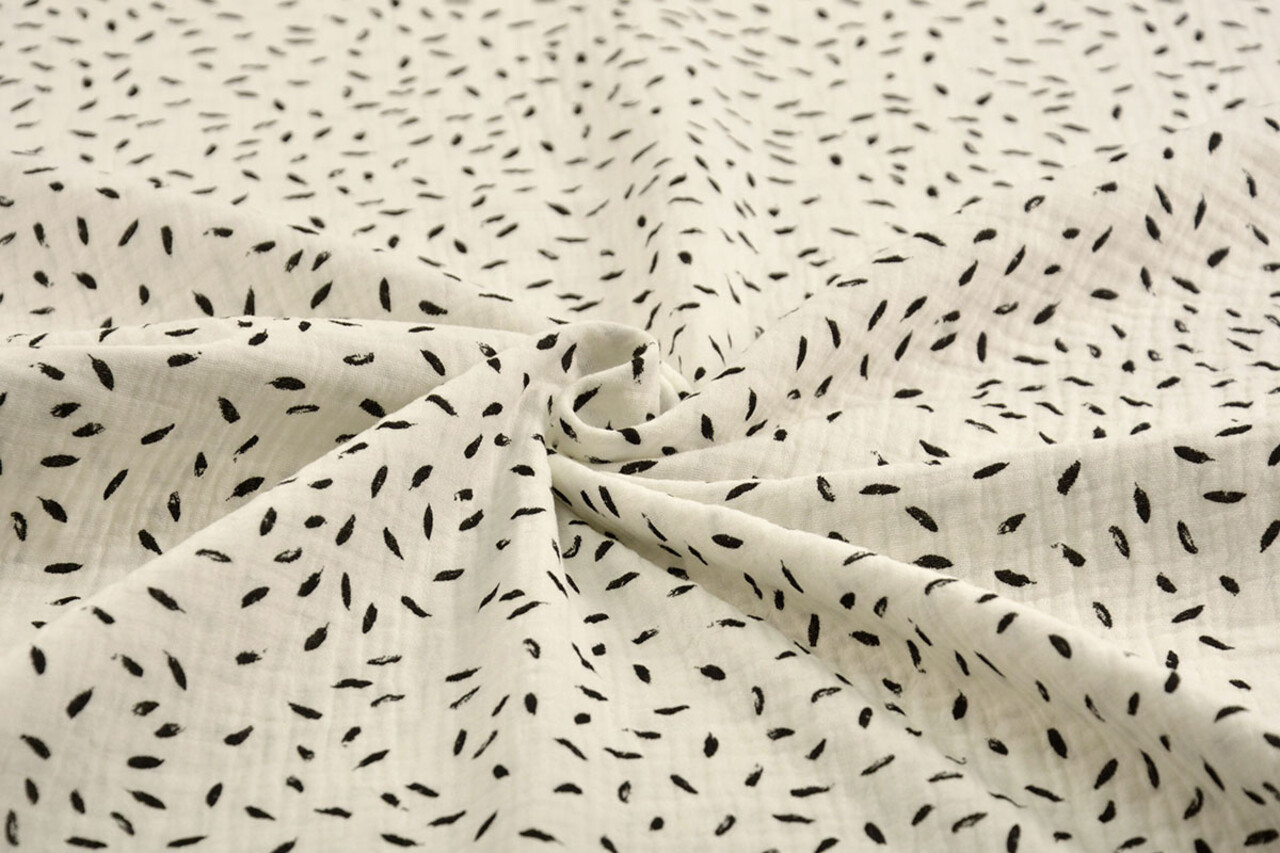 Oeko-Tex®  Double Gauze Fabric Little Feathers Off White