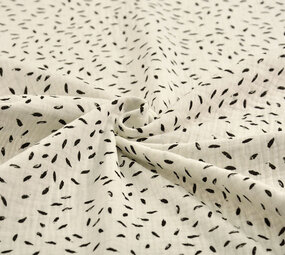 Oeko-Tex®  Hydrofiel Stof Kleine Veertjes Off White Oeko-Tex®  Hydrofiel Stof Kleine Veertjes Off White