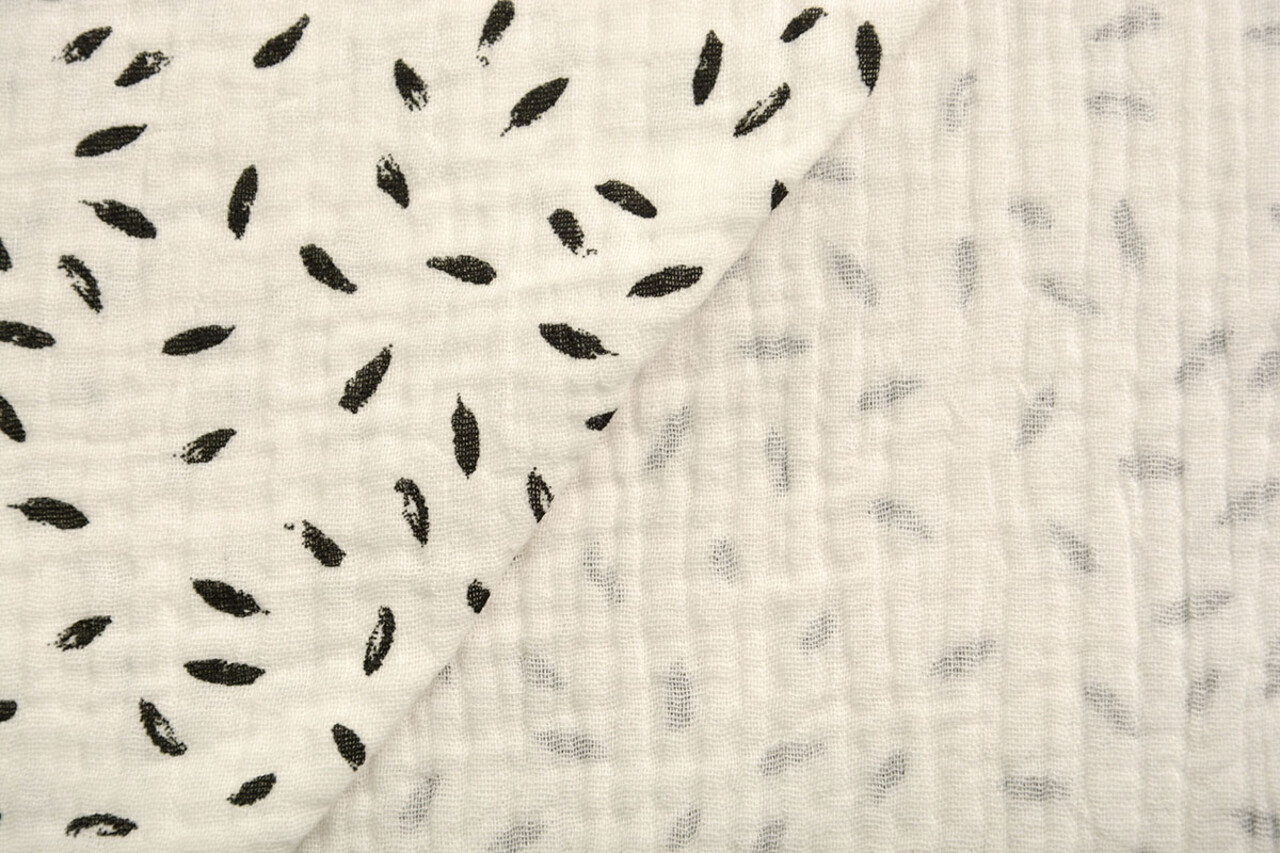 Oeko-Tex®  Double Gauze Fabric Little Feathers Off White