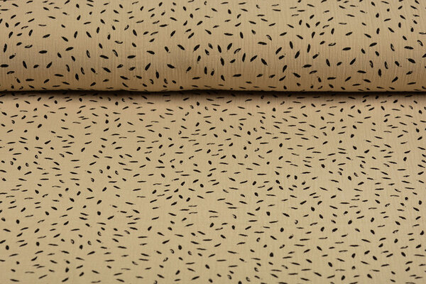 Oeko-Tex®  Baumwoll Musselin Stoff  Kleine Federn  Sand Oeko-Tex®  Baumwoll Musselin Stoff  Kleine Federn  Sand