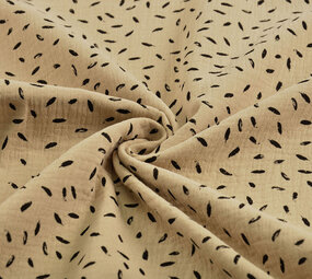 Oeko-Tex®  Baumwoll Musselin Stoff  Kleine Federn  Sand Oeko-Tex®  Baumwoll Musselin Stoff  Kleine Federn  Sand
